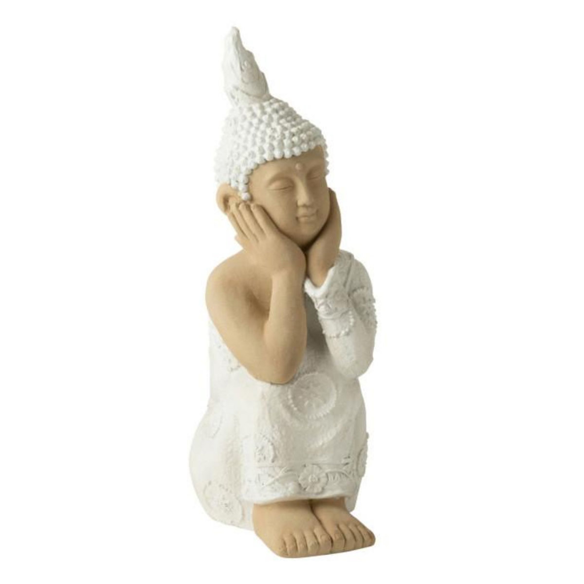 Paris Prix Statue Déco Bouddha Assis  Bali Bliss  61cm Blanc