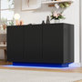 Voir la diapositive 4 : MERAX Buffet 3 porte(s) 0 tiroir(s) - 120 cm noir led mdf