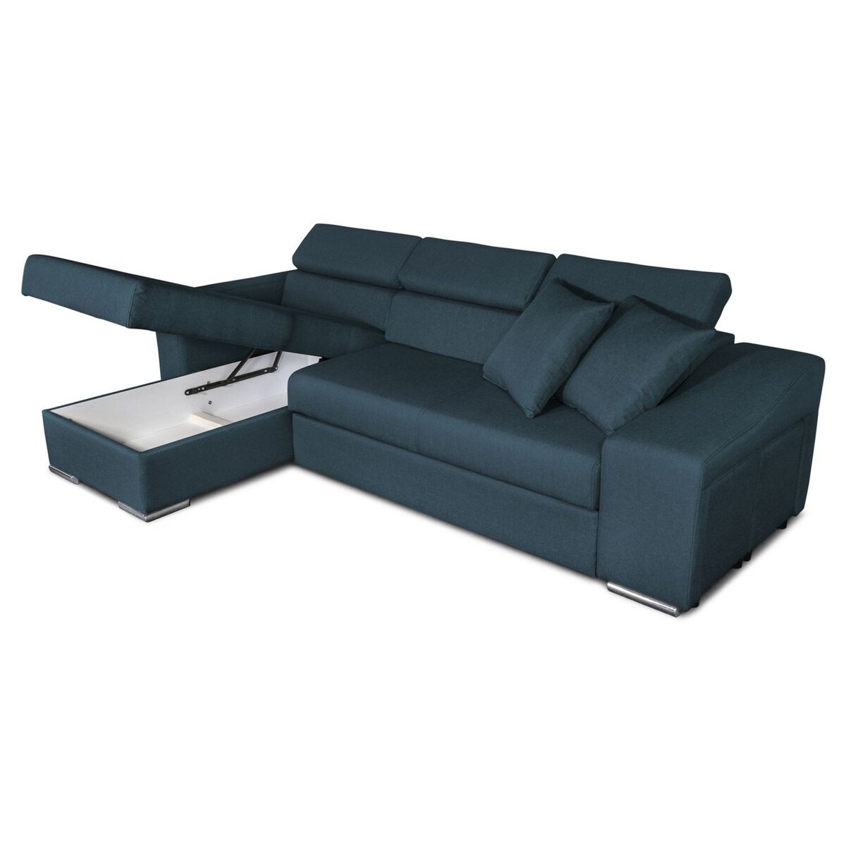 Canapé d'angle convertible réversible 5 places avec niche de rangement fixe à droite tissu STYL 