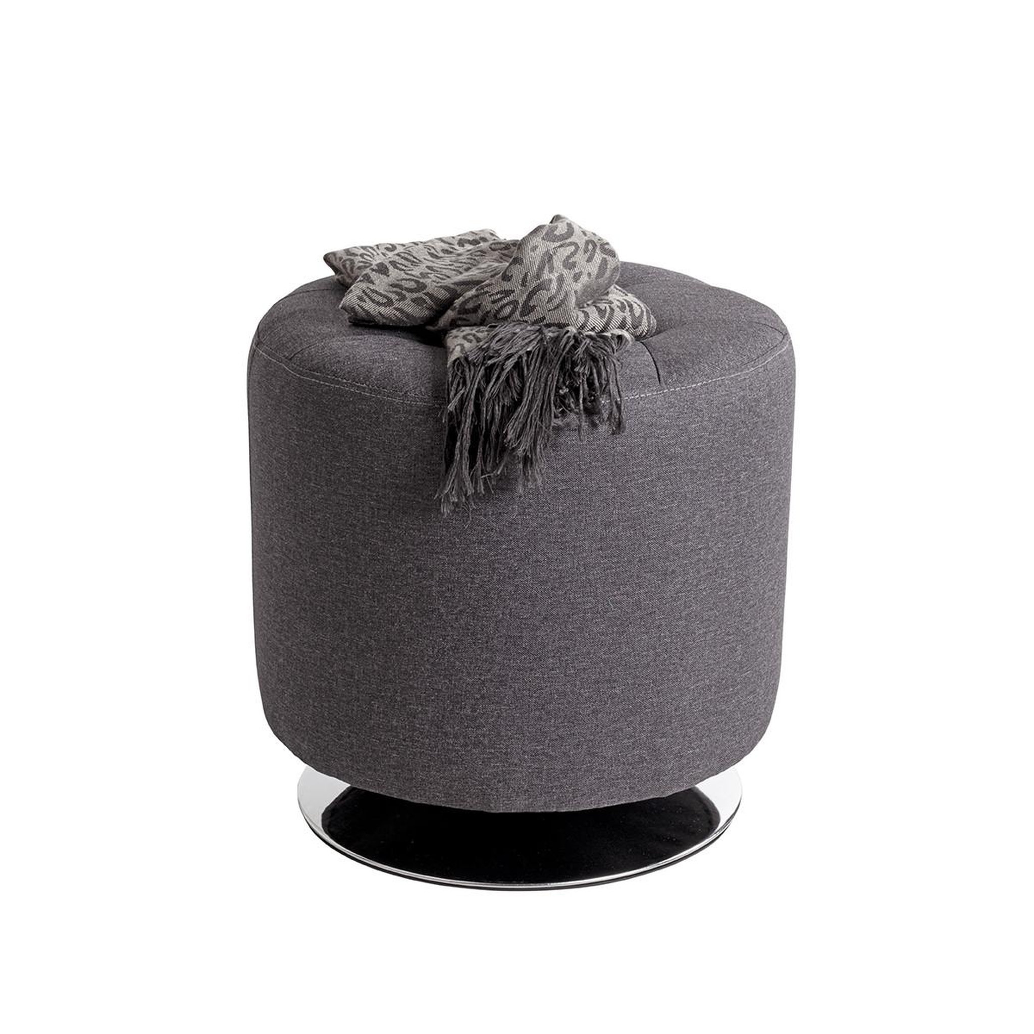 Voir la diapositive 2 : Paris Prix Pouf capitonné rond  beto  44cm anthracite