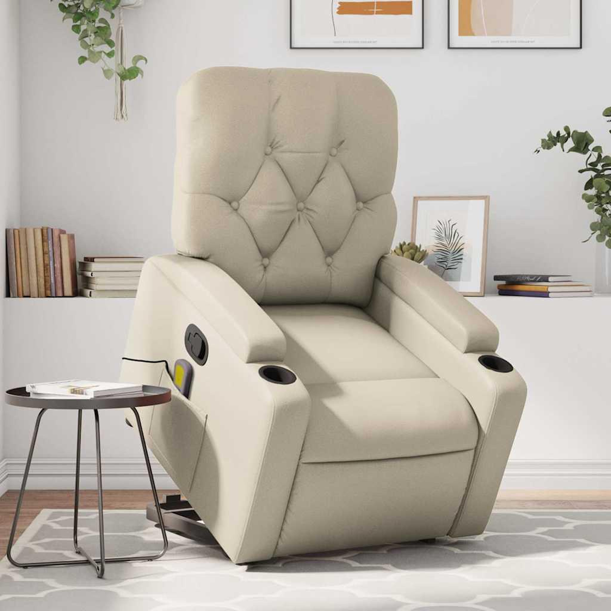 VIDAXL Fauteuil inclinable de massage Creme Similicuir