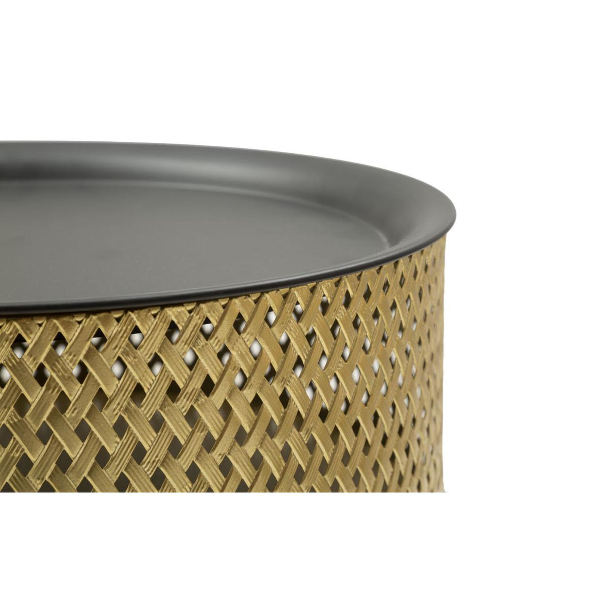 Voir la diapositive 3 : Paris Prix Table d'appoint avec rangement  glovy  65cm or & noir