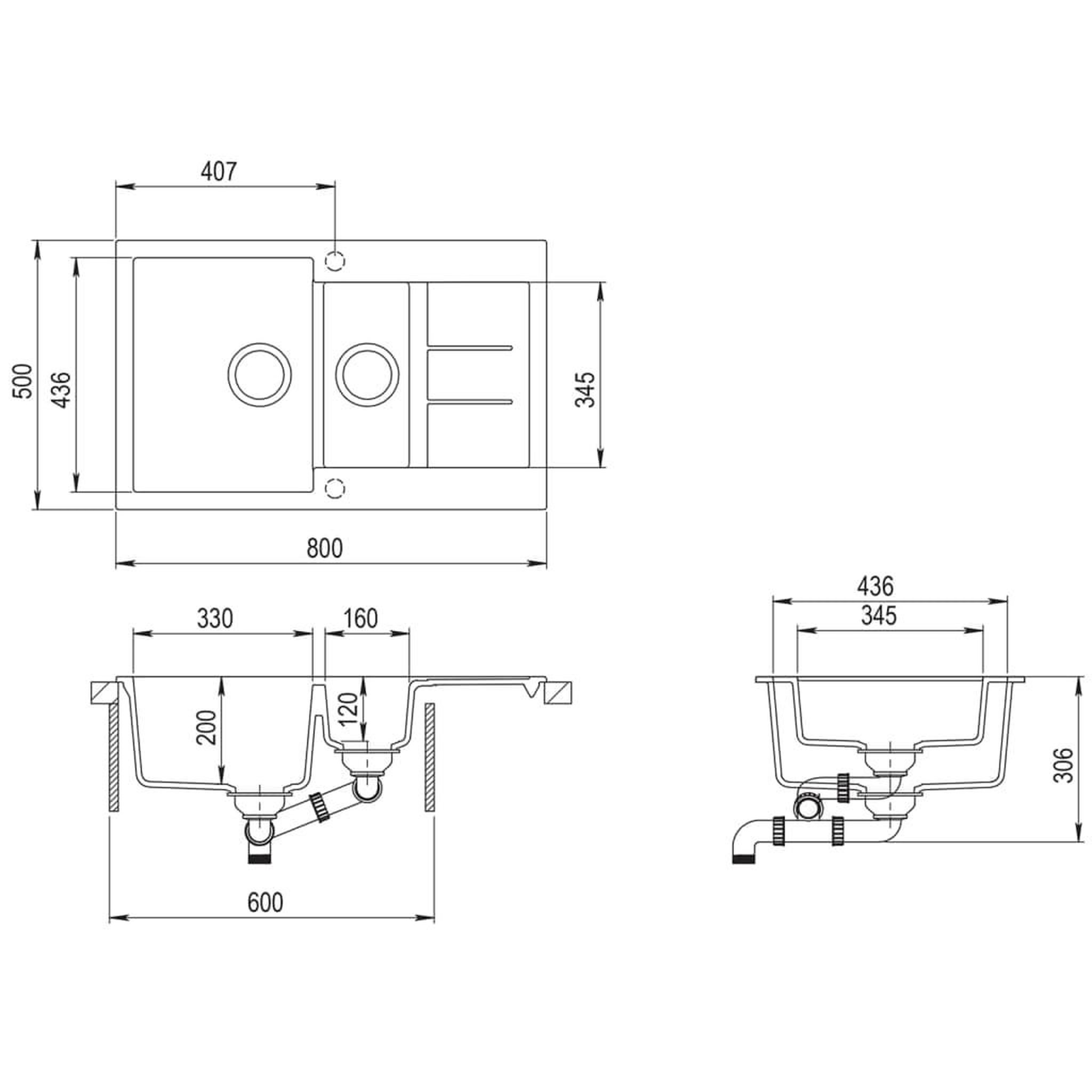 Voir la diapositive 6 : VIDAXL Evier de cuisine Granit Double lavabo Blanc