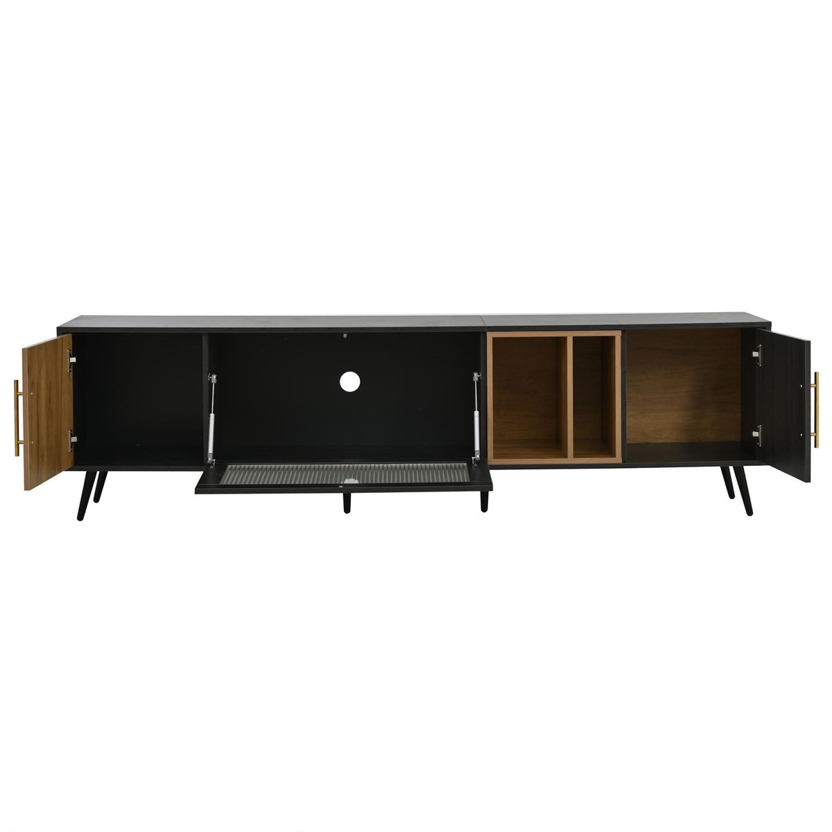 MERAX Meuble tv noir+naturel 200 cm mdf