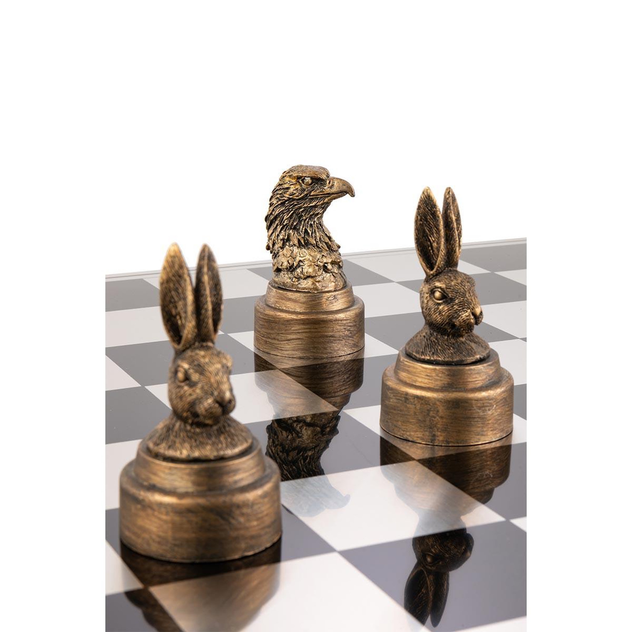 Voir la diapositive 4 : J-LINE Jeu d'échecs design  animaux  60cm multicolore