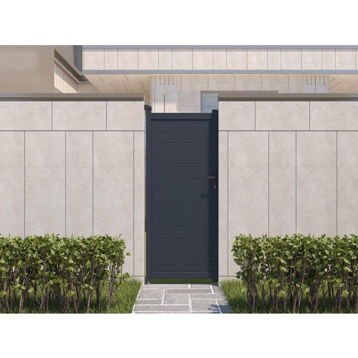 Habitat et Jardin Portillon aluminium  Marc  - 101.2 x 180.9 cm - Gris