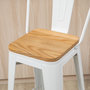 Voir la diapositive 5 : HOMCOM Lot de 4 tabourets de bar industriel avec dossier repose-pied hauteur assise 76 cm acier blanc bois d'orme