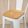 Voir la diapositive 5 : HOMCOM Lot de 4 tabourets de bar industriel avec dossier repose-pied hauteur assise 76 cm acier blanc bois d'orme