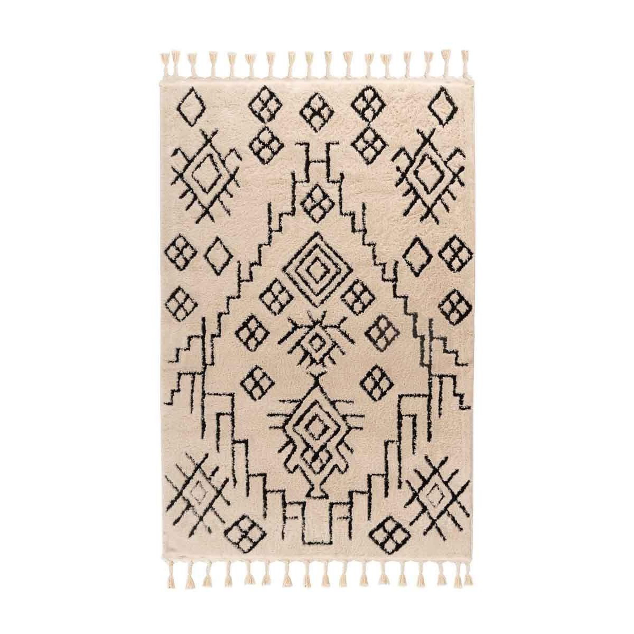 Voir la diapositive 1 : Paris Prix Tapis Tissé Ethnique avec Franges  Lovis V  Blanc