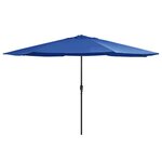 VIDAXL Parasol de jardin avec mat en metal 390 cm bleu azure