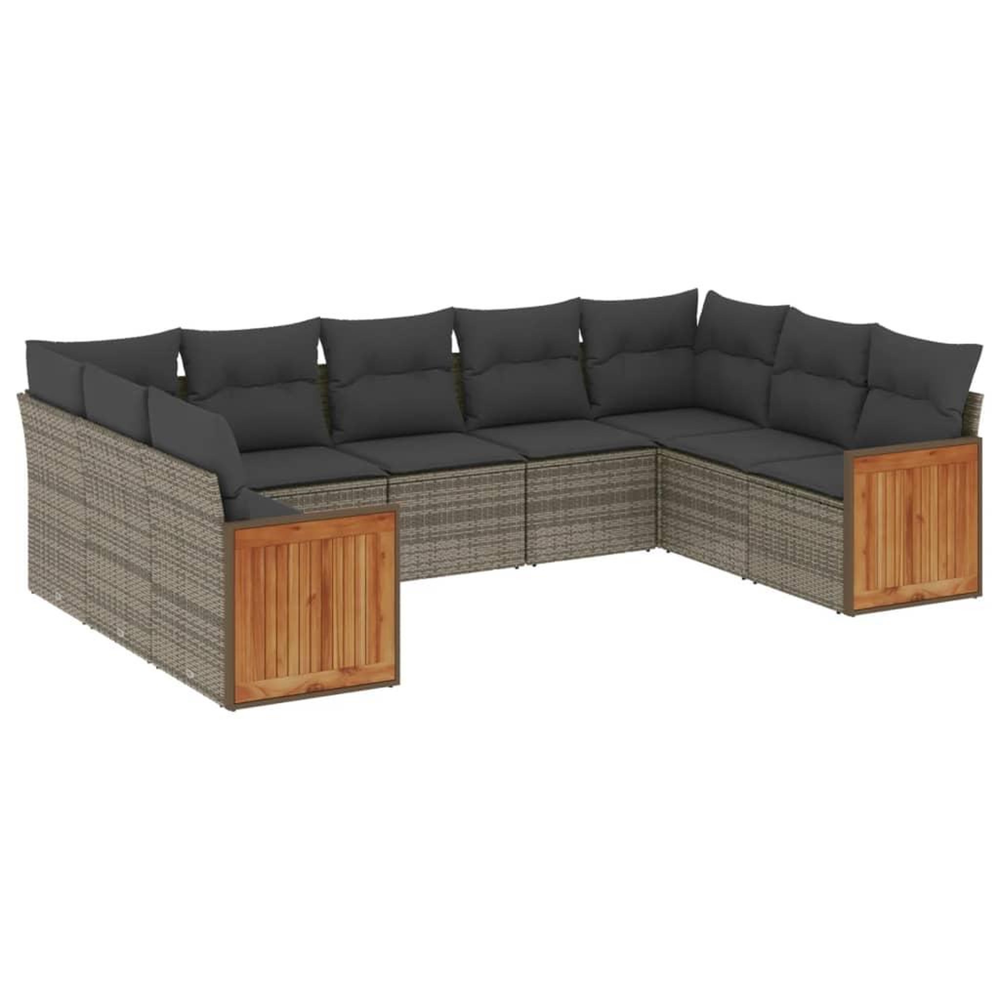 Voir la diapositive 2 : VIDAXL Salon de jardin 9 pcs avec coussins gris resine tressee