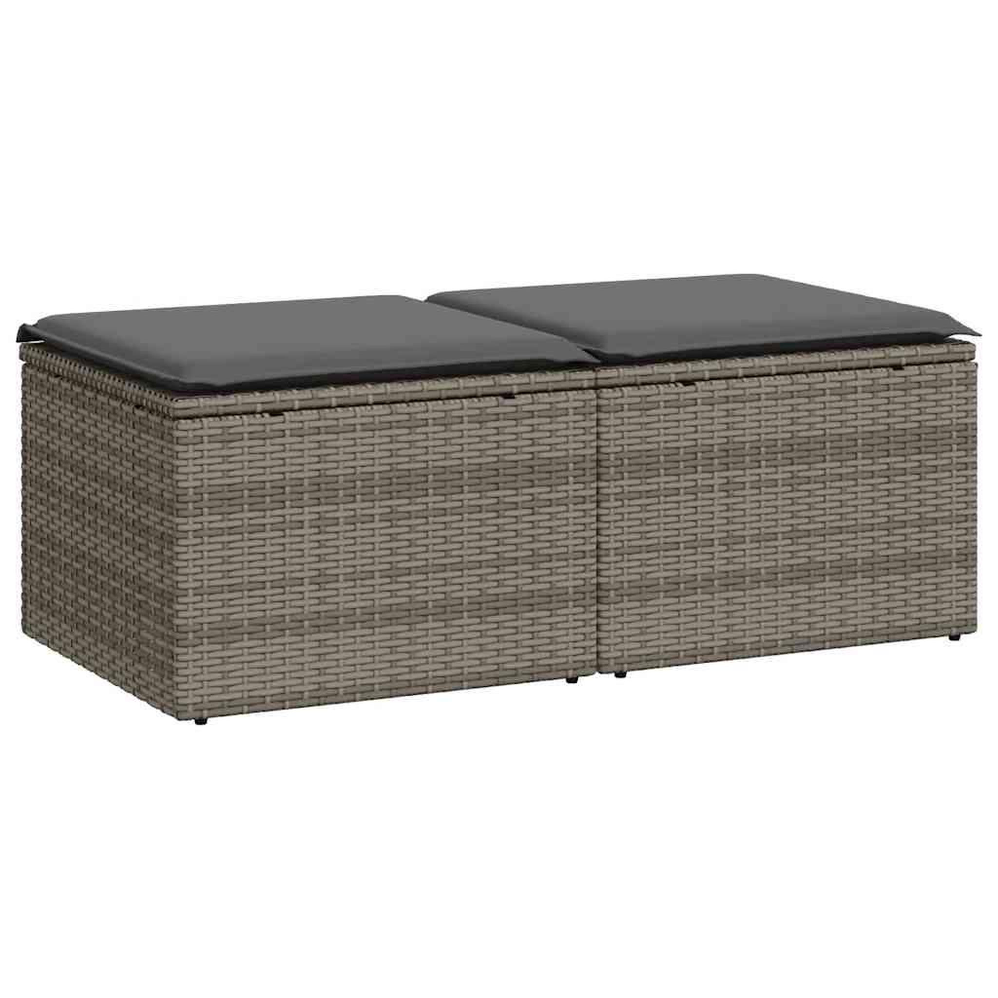 Voir la diapositive 2 : VIDAXL Salon de jardin 2 pcs avec coussins gris resine tressee acacia