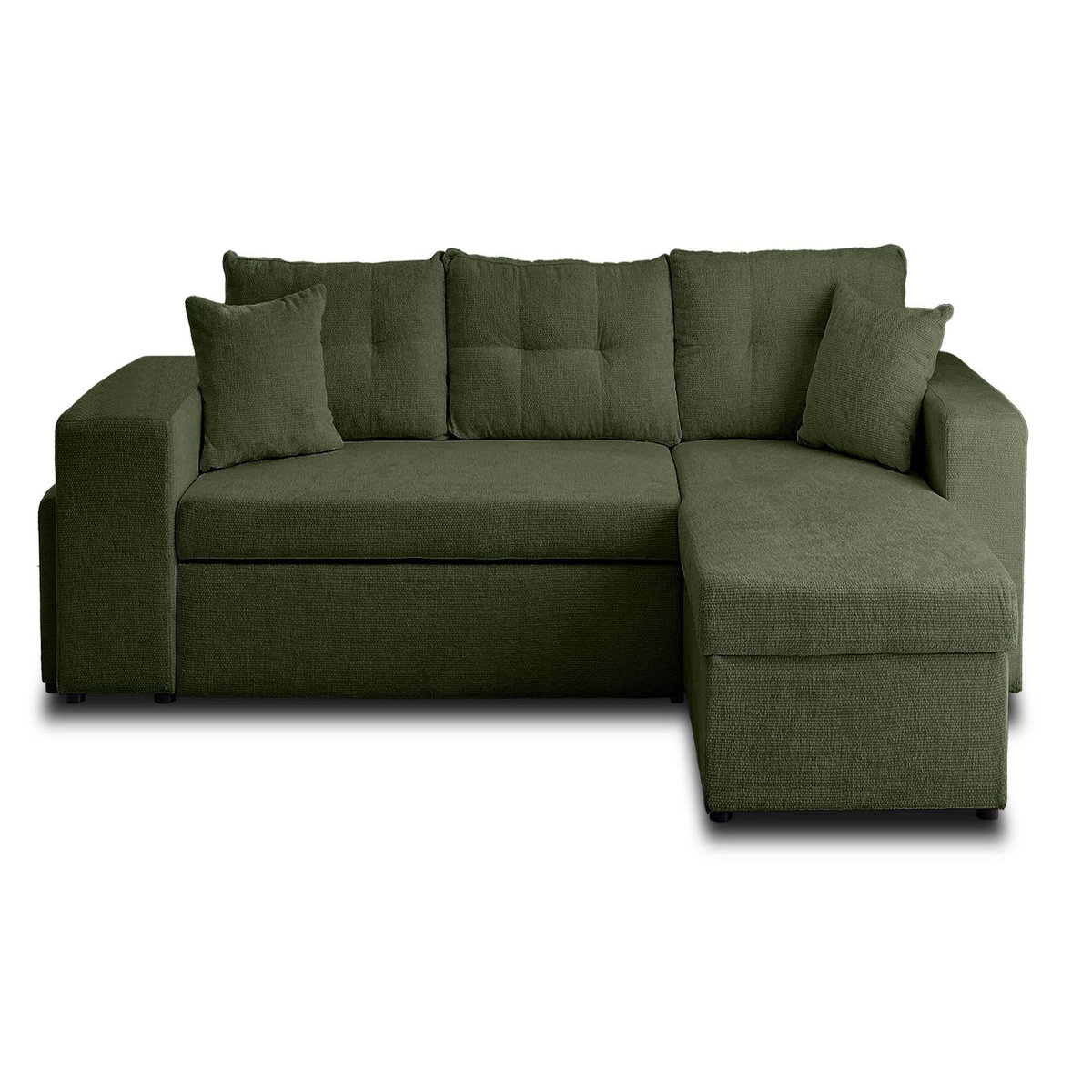 BEST MOBILIER California - canapé d'angle réversible 4 places - convertible avec coffre, étagère et poufs - en velours texturé