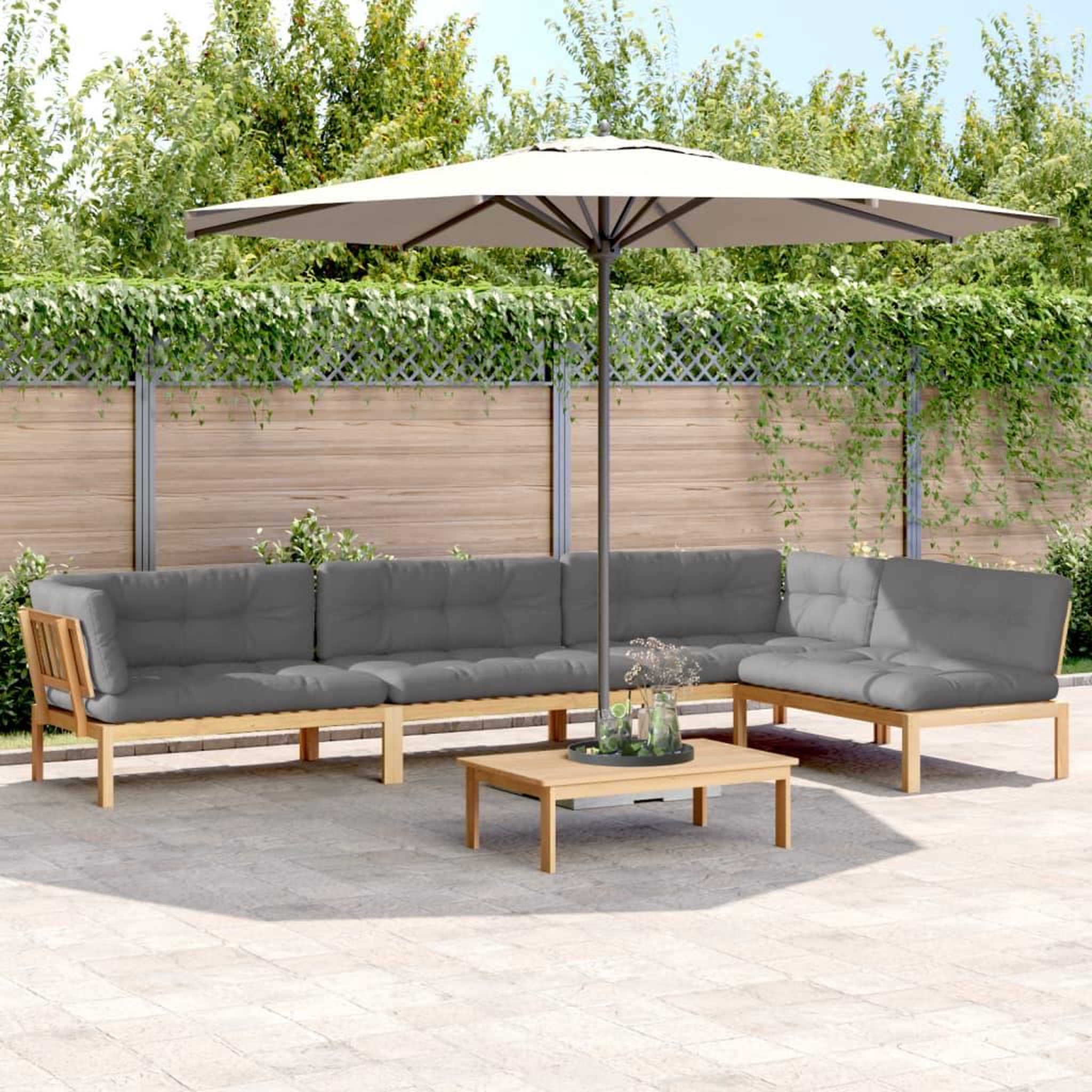 VIDAXL Salon palette de jardin avec coussins 5pcs bois d'acacia massif