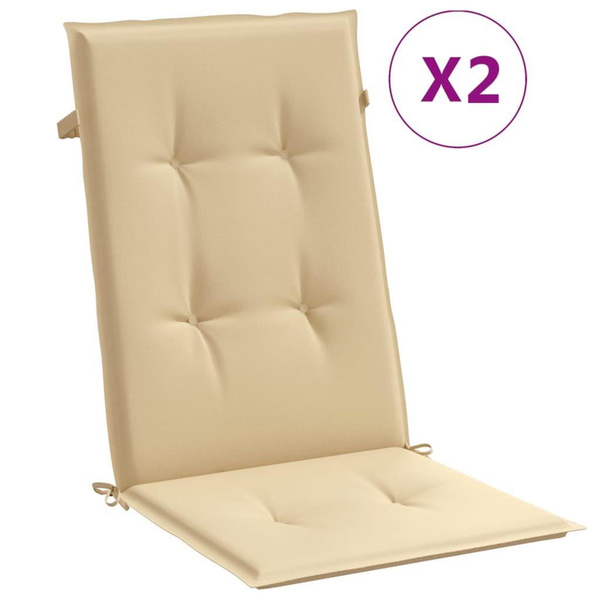 VIDAXL Coussins de chaise a dossier haut lot de 2 beige melange tissu