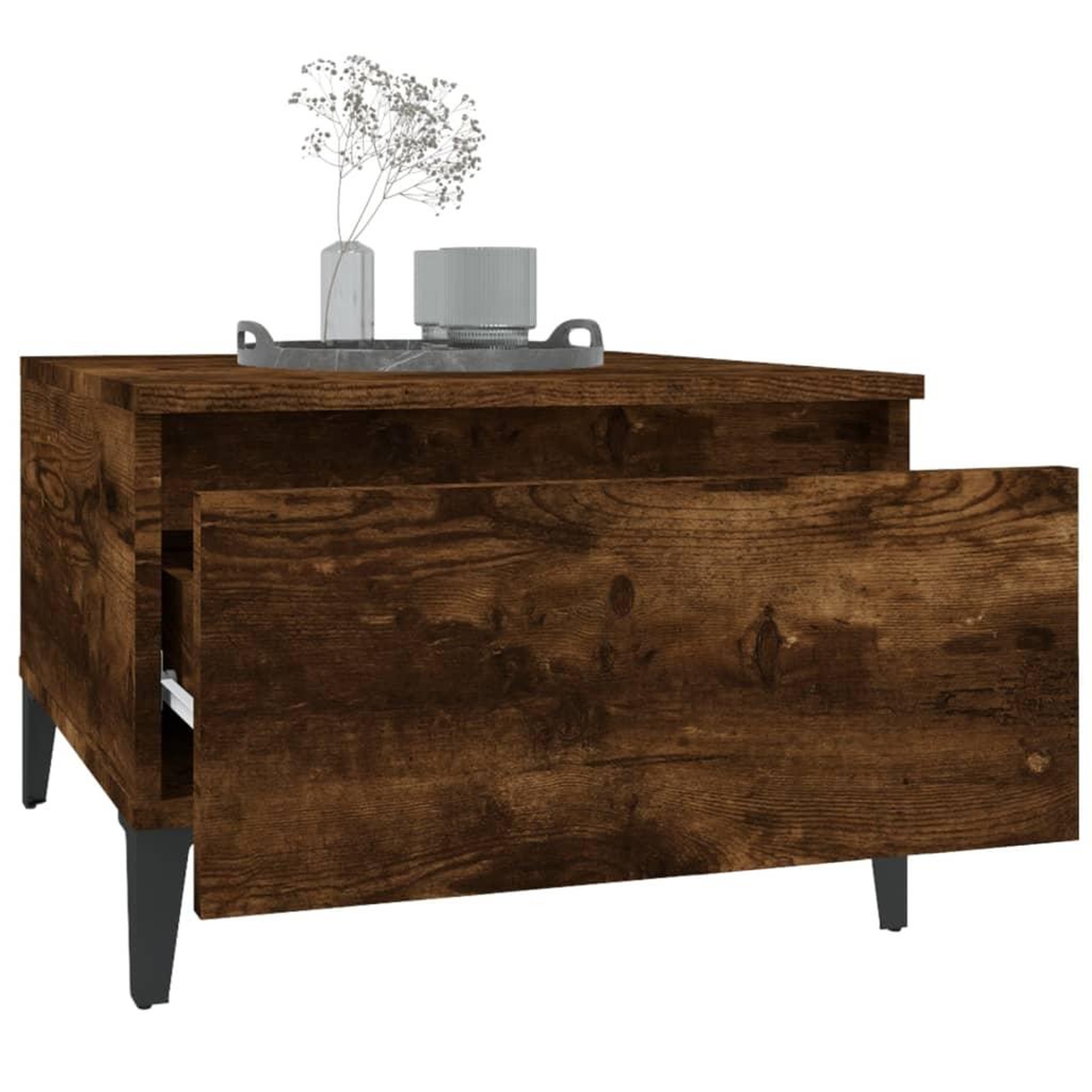 Voir la diapositive 5 : VIDAXL Table d'appoint Chene fume 50x46x35 cm Bois d'ingenierie