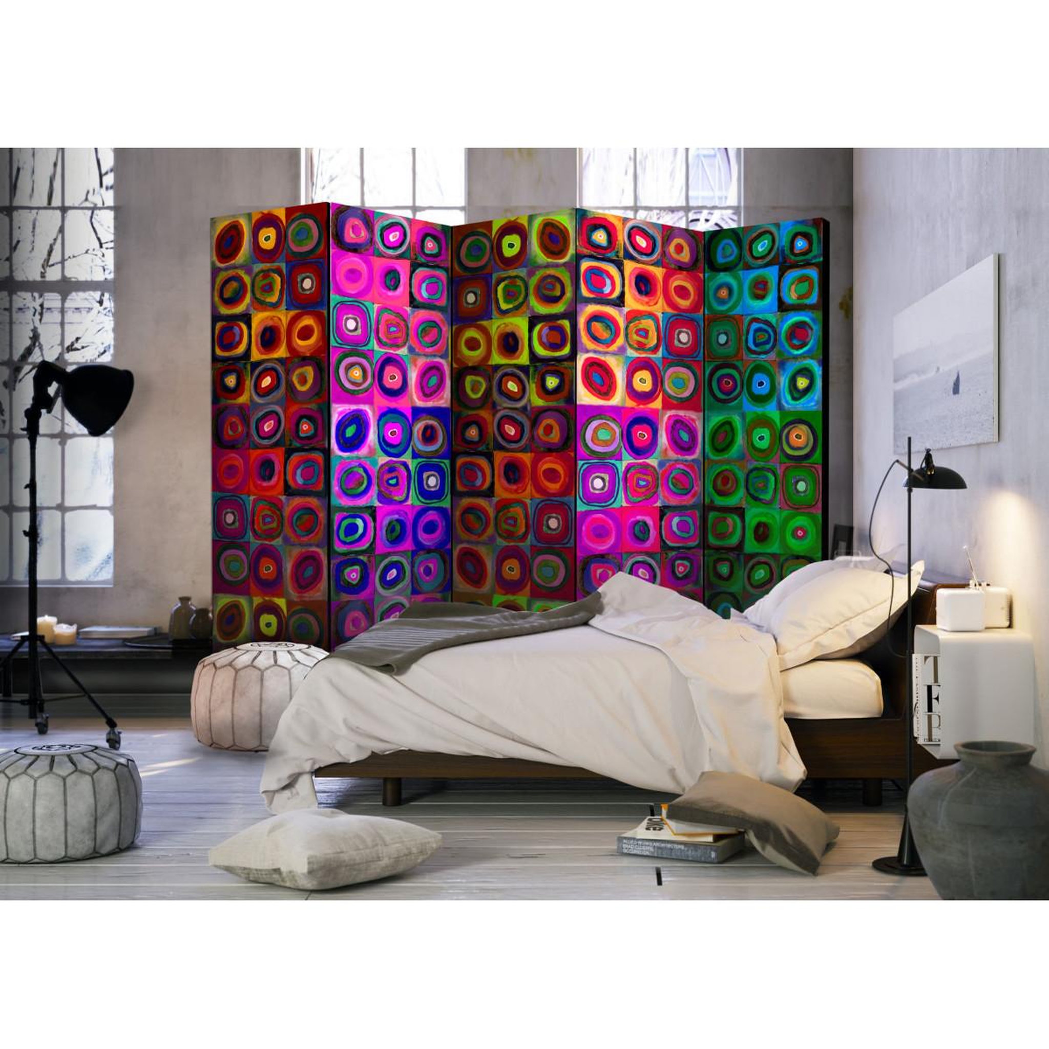 Voir la diapositive 2 : Paris Prix Paravent 5 volets  colorful abstract art  172x225cm