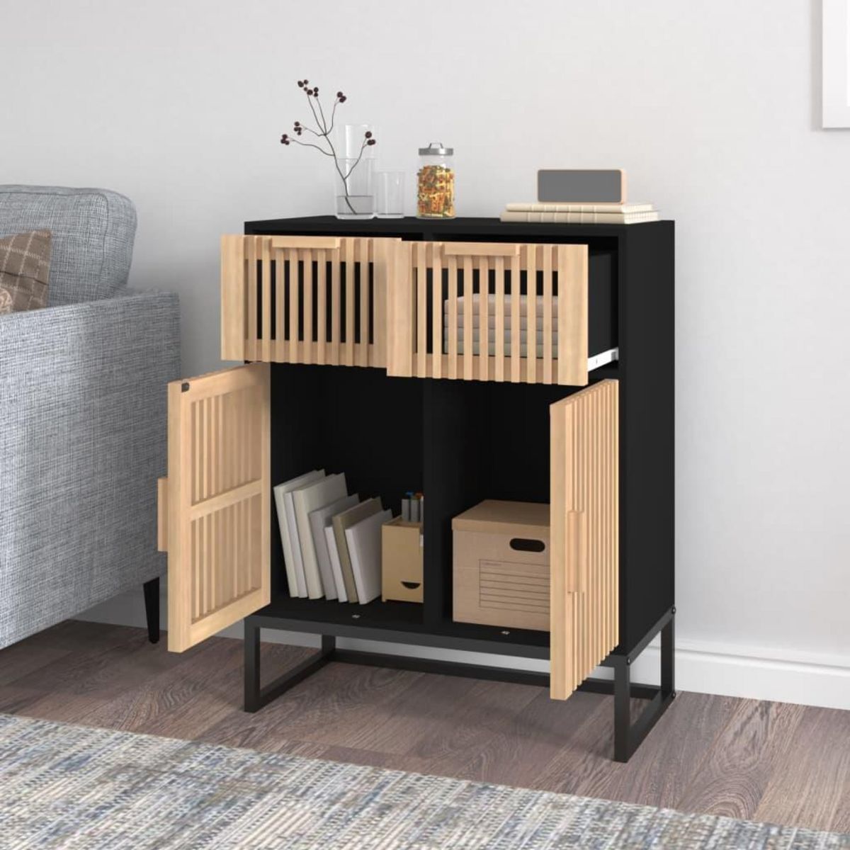 VIDAXL Buffet noir 60x30x75 cm bois d'ingenierie