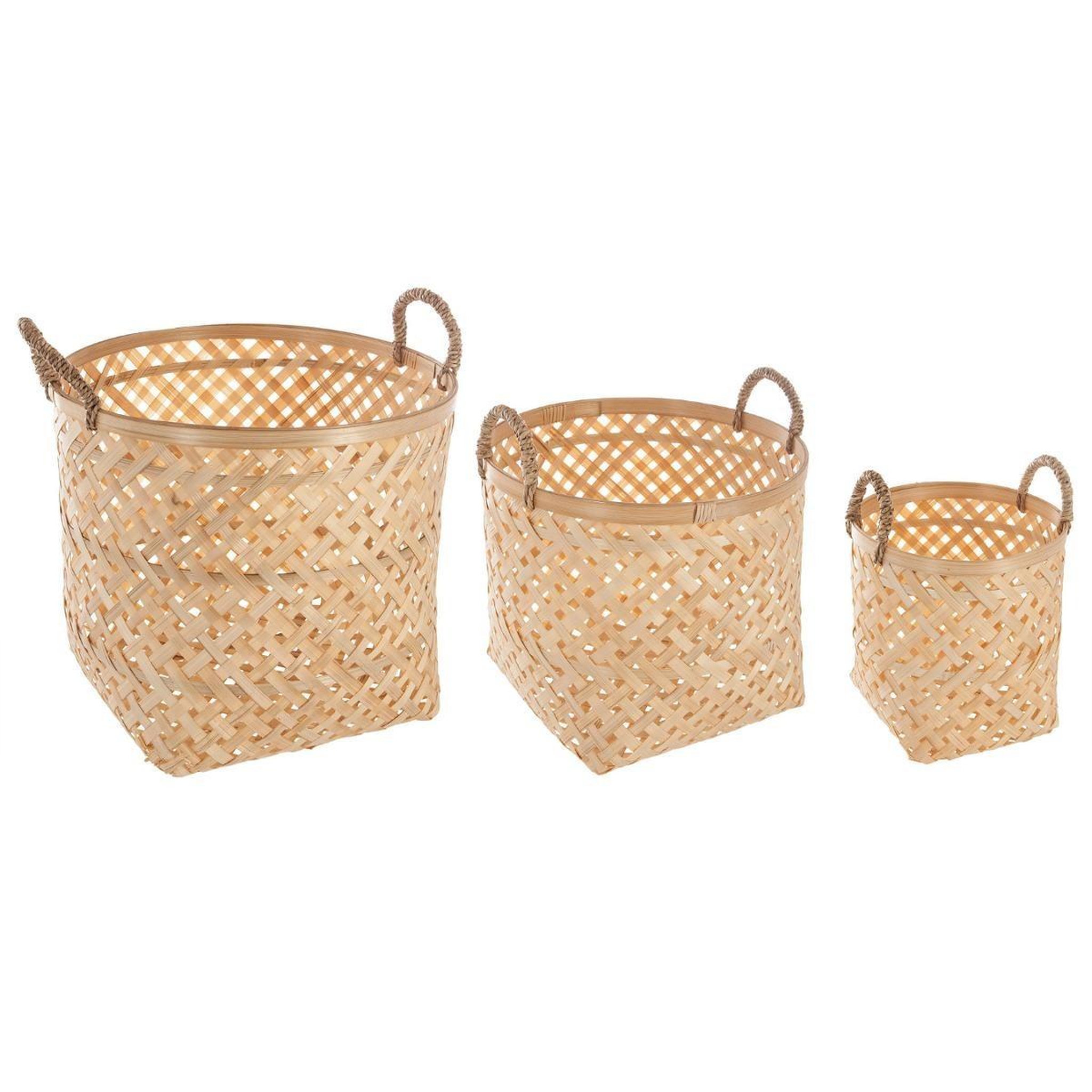 ATMOSPHERA Lot de 3 paniers de rangement  bambou  35cm naturel