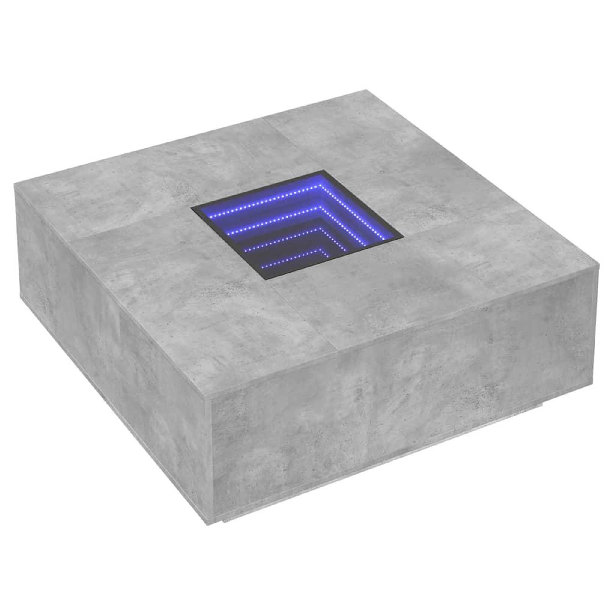 Voir la diapositive 3 : VIDAXL Table basse avec LED infini gris beton 100x100x40 cm
