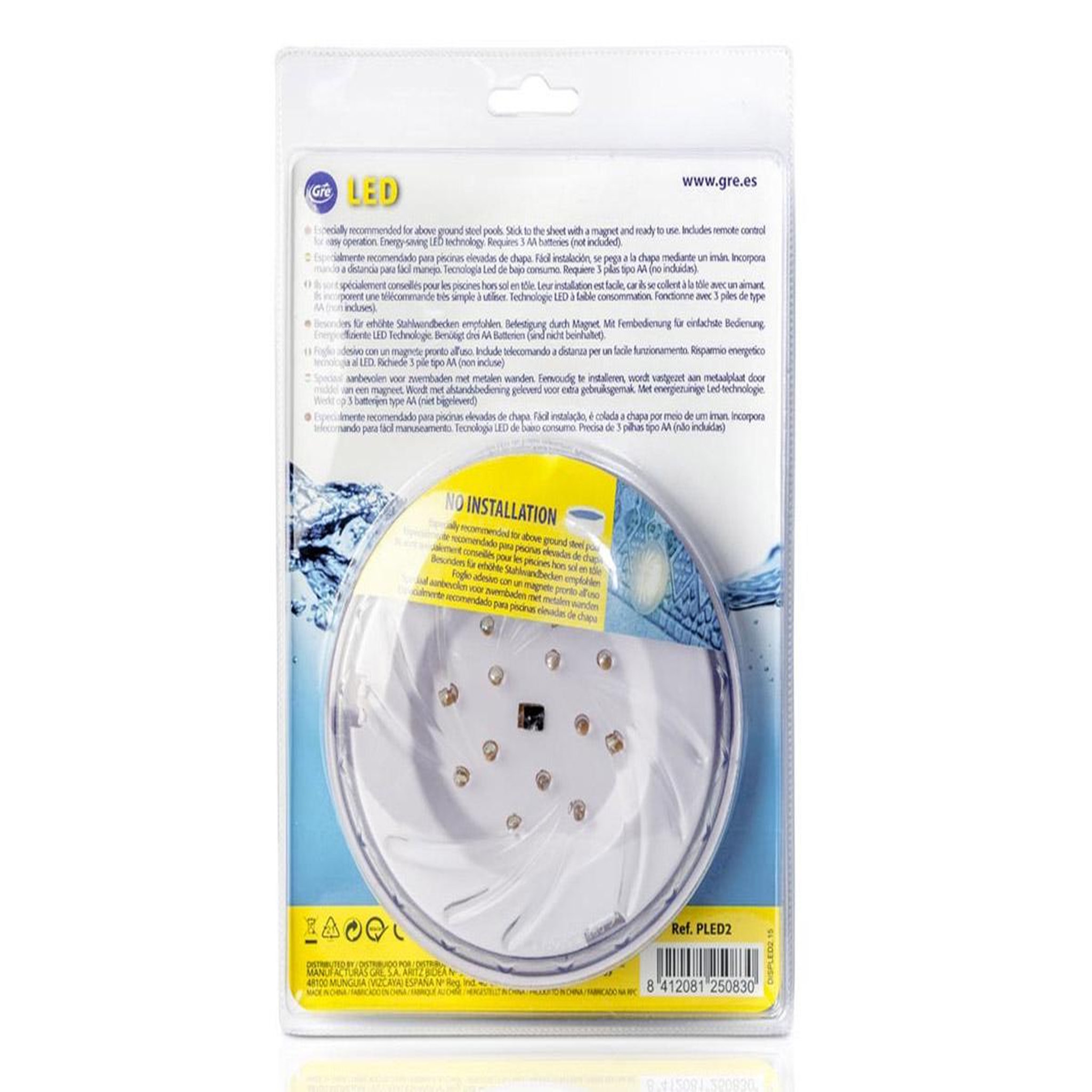 Voir la diapositive 3 : GRE Lot de 2 projecteurs LED blancs pour piscine acier hors-sol - Gré