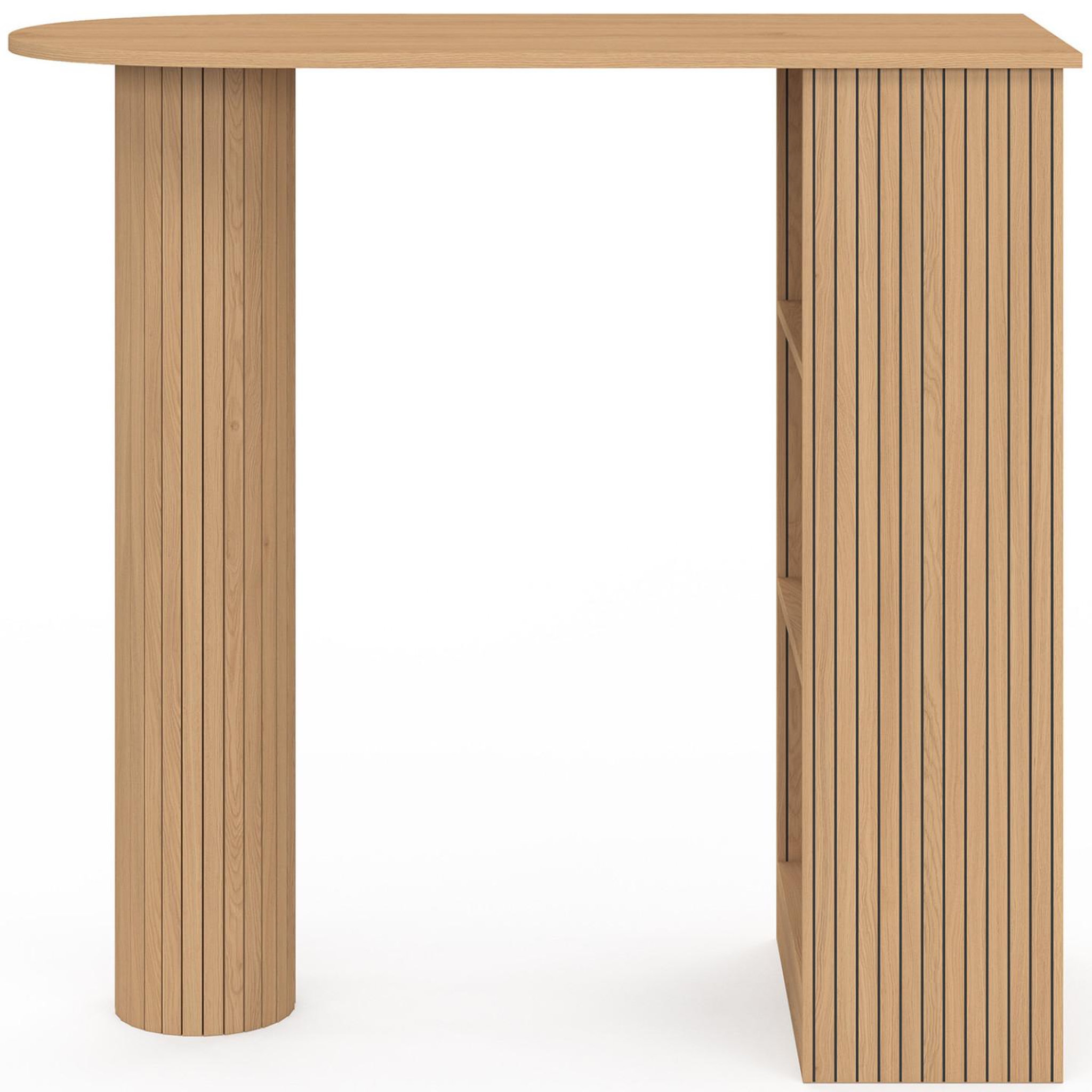 Voir la diapositive 4 : ID MARKET Table de bar juliette 2 à 4 personnes effet lattes tasseau bois