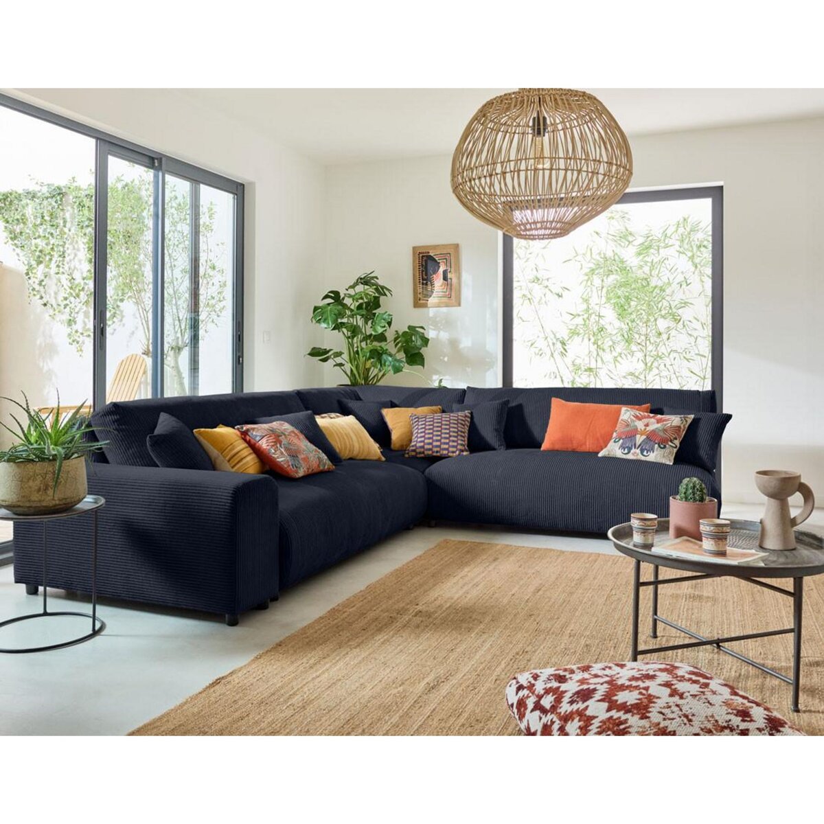 LISA DESIGN Garance - canapé modulable d'angle droit - 6 places - en velours côtelé