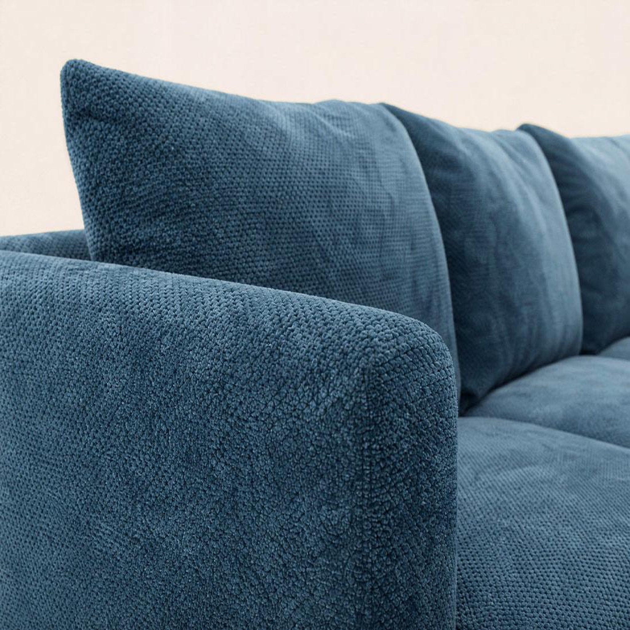 Voir la diapositive 4 : BEST MOBILIER Gabin - canapé d'angle droit 5 places en velours texturé