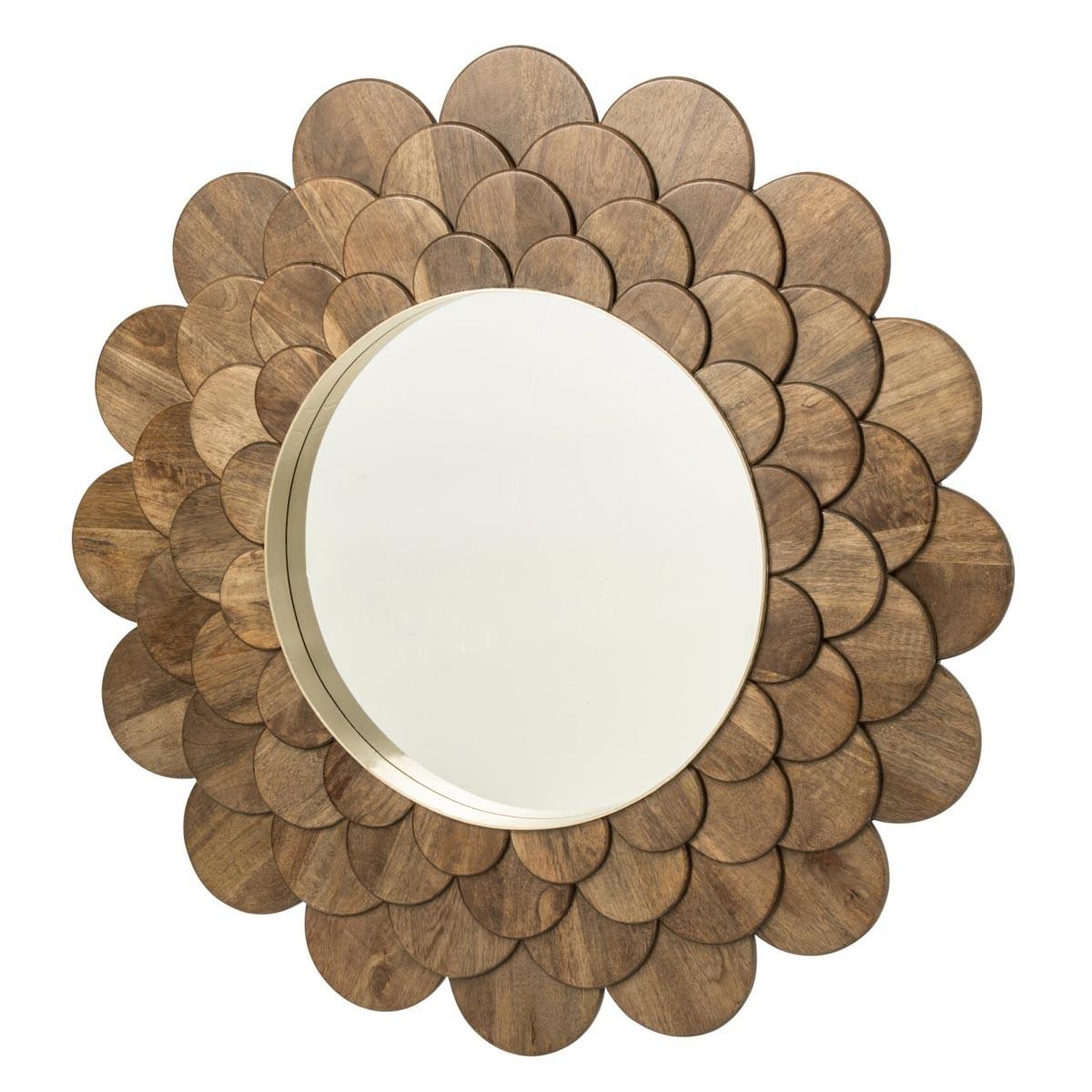 J-LINE Miroir mural en bois  fleurs  120cm marron