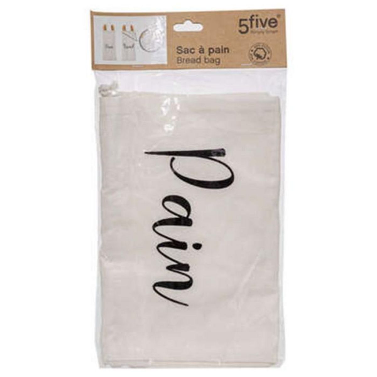 FIVE Sac à Pain en Coton  Bread  52cm Blanc