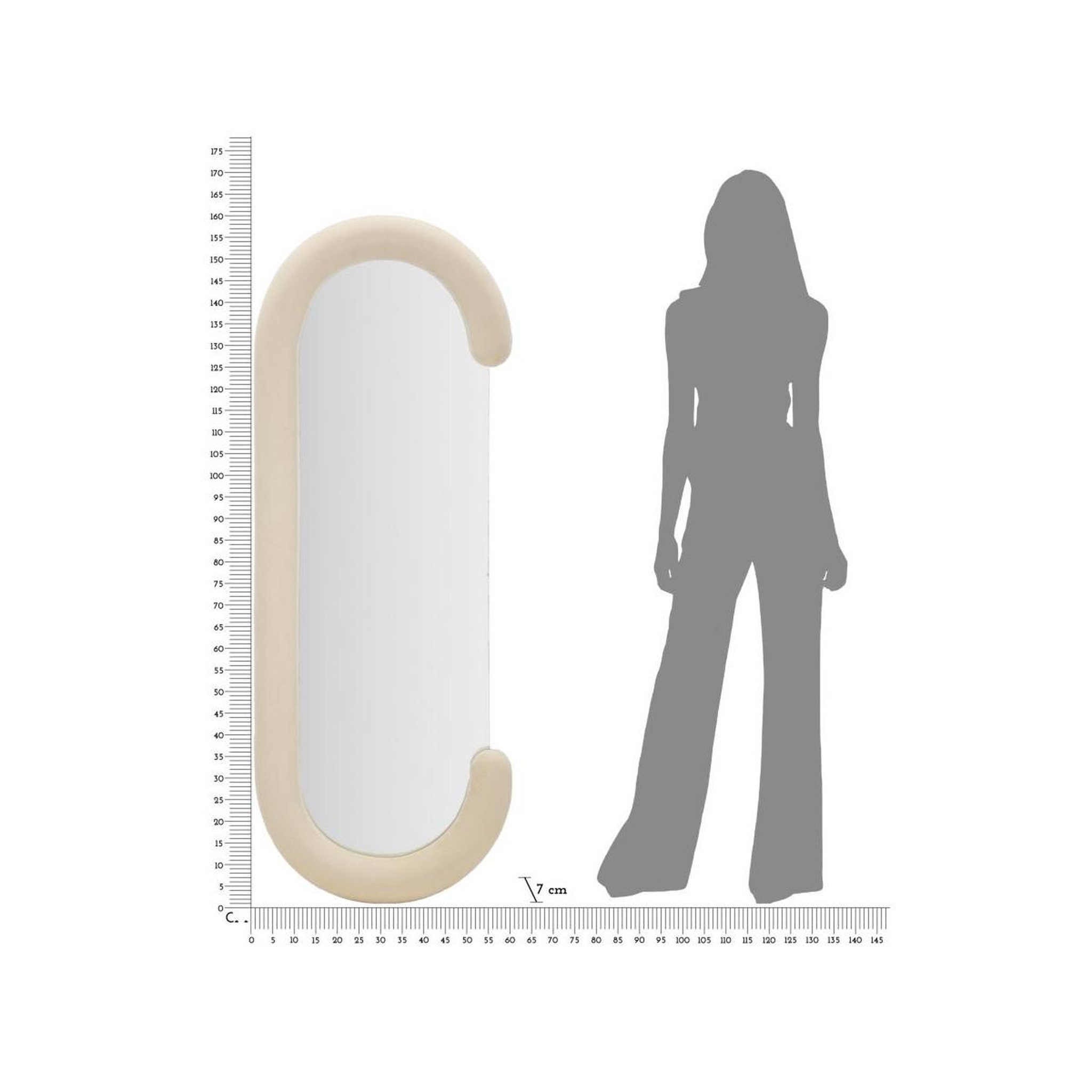 Voir la diapositive 6 : Paris Prix Miroir mural en velours  chantal  160cm crème