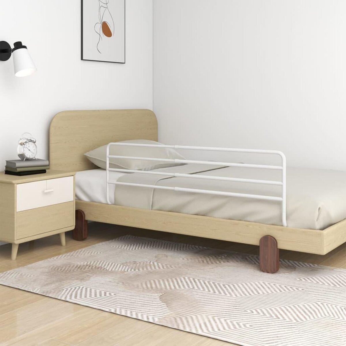 VIDAXL Barriere de securite de lit d'enfant Blanc (76-137)x55 cm Fer