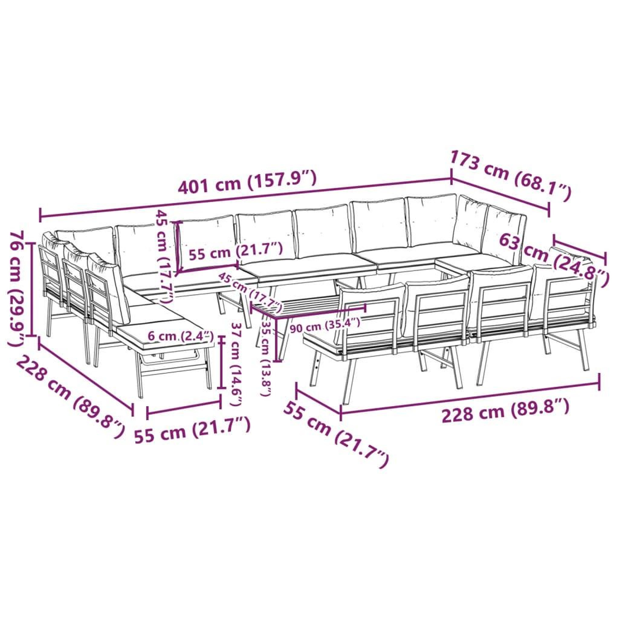 Voir la diapositive 6 : VIDAXL Ensemble de bancs de jardin avec coussins 9 pcs noir