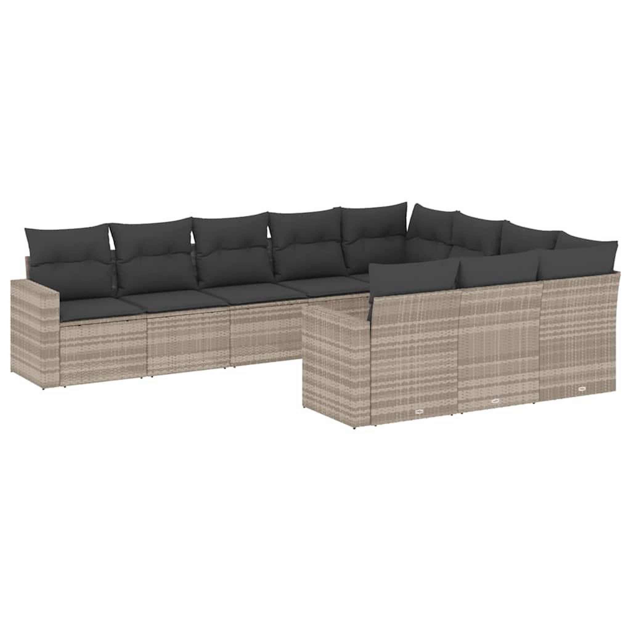 Voir la diapositive 2 : VIDAXL Salon de jardin avec coussins 10 pcs gris clair resine tressee