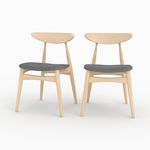 Rendez vous déco Lot de 2 chaises en tissu gris et bois d'hévéa - Josette. Coloris disponibles : Gris, Beige