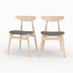 Rendez vous déco Lot de 2 chaises en tissu gris et bois d'hévéa - Josette