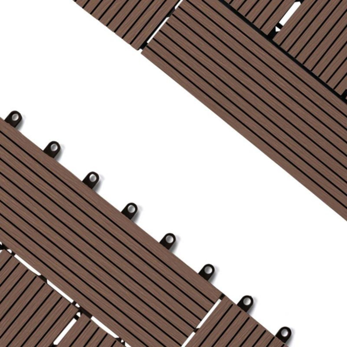 ID MARKET Lot de 5 dalles de terrasse mosaïque WODHY clipsables bois composite taupe 30 x 30 cm