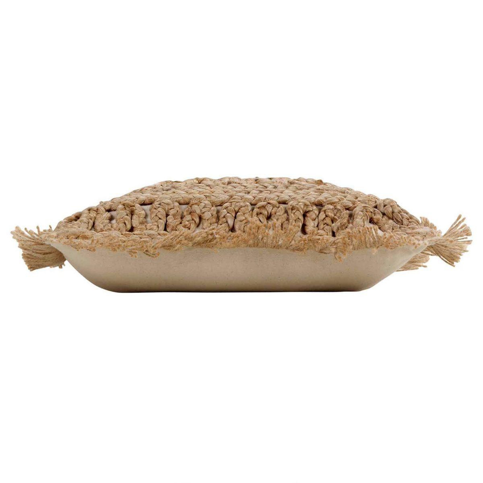 Voir la diapositive 2 : Douceur d'Intérieur Coussin déco à franges  delijute  45x45cm beige