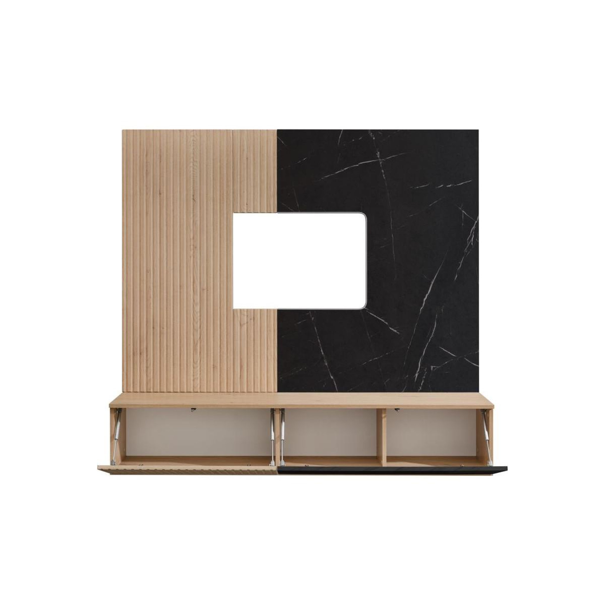 Voir la diapositive 3 : Paris Prix Ensemble meuble tv  kip i  160cm noir & naturel