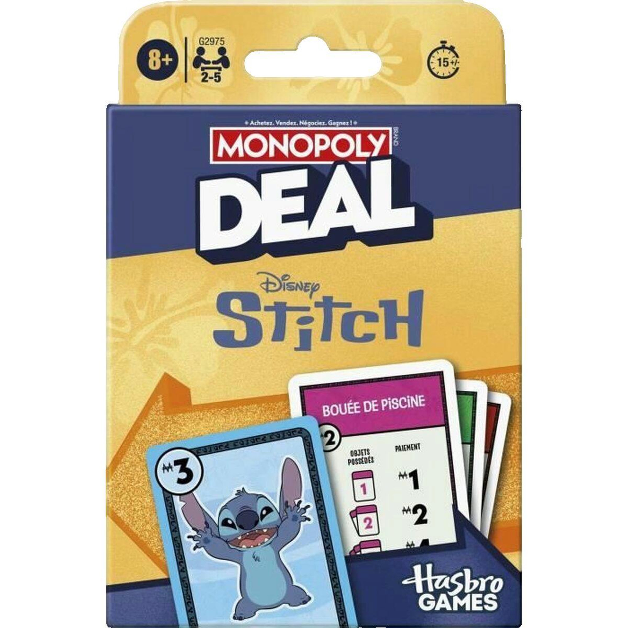 Voir la diapositive 1 : HASBRO Jeu de cartes Hasbro Monopoly Deal Stitch