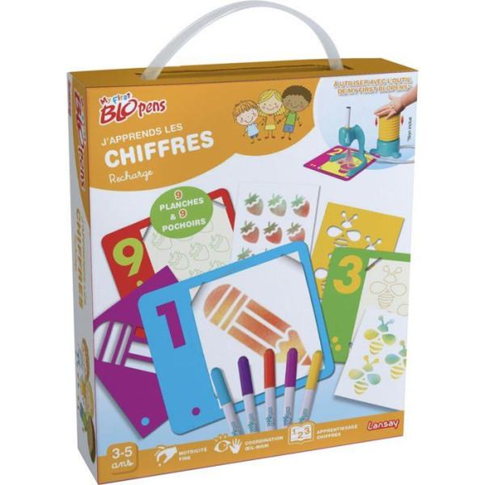 LANSAY Loisir créatif - LANSAY - MY FIRST BLOPENS - jeu de coloriage - J'APPRENDS LES CHIFFRES - Des 3 ans