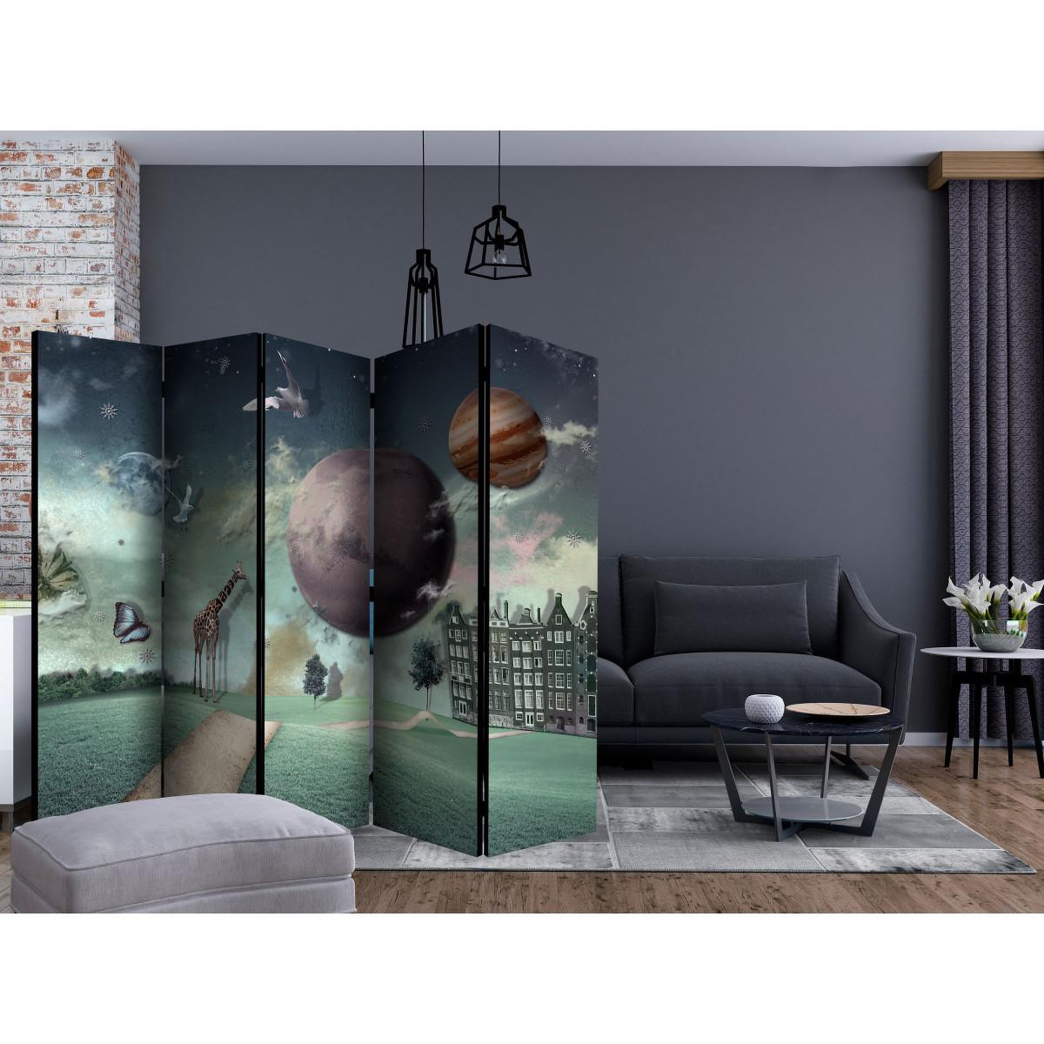 Voir la diapositive 2 : Paris Prix Paravent 5 volets  city of the future  172x225cm