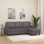 VIDAXL Canape a 3 places avec repose-pieds Gris 180 cm Similicuir