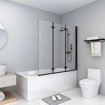 VIDAXL Cabine de douche pliable 3 panneaux ESG 130x138 cm Noir