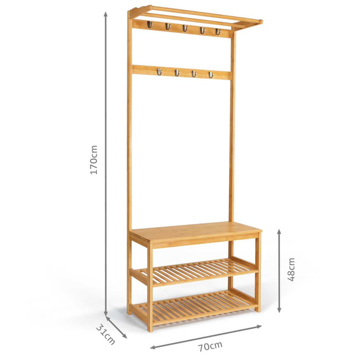 ID MARKET Vestiaire d'entrée bambou LANA portant à vêtements et chaussures