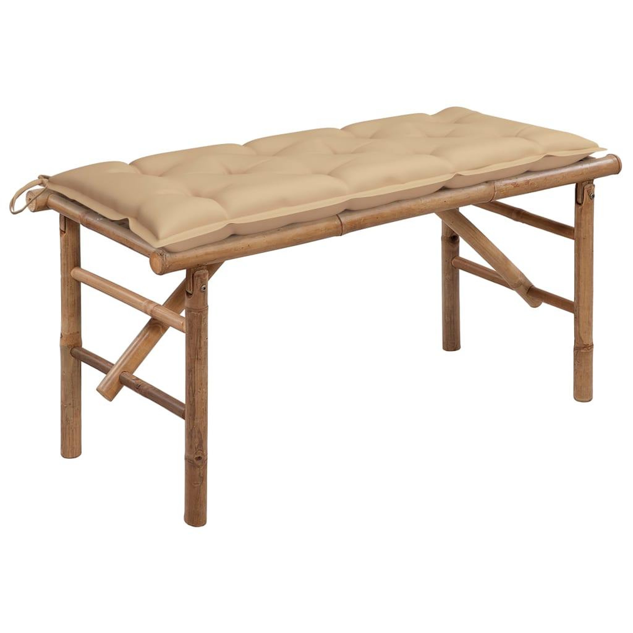 VIDAXL Banc de jardin pliable avec coussin 118 cm Bambou
