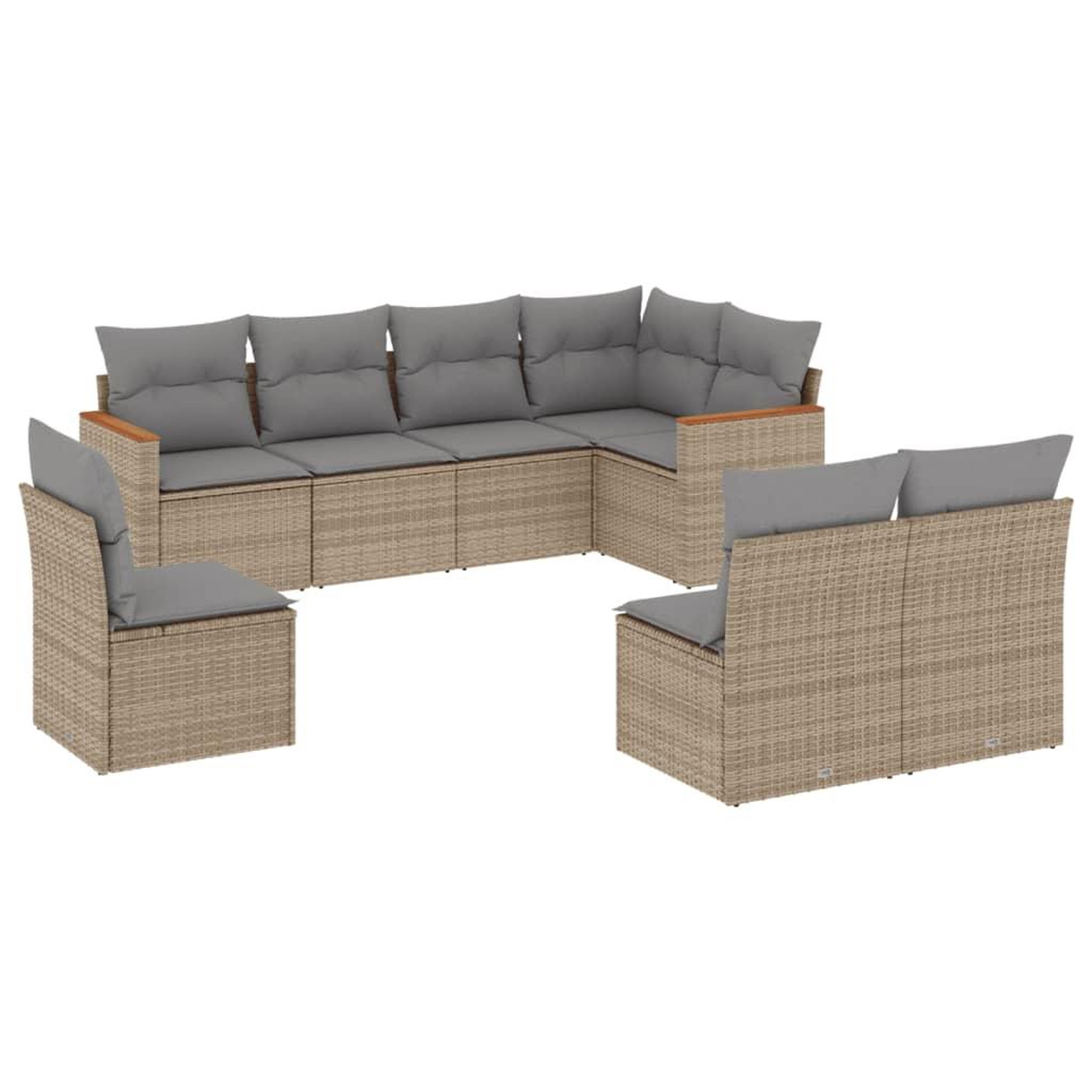 Voir la diapositive 2 : VIDAXL Salon de jardin avec coussins 8 pcs beige resine tressee
