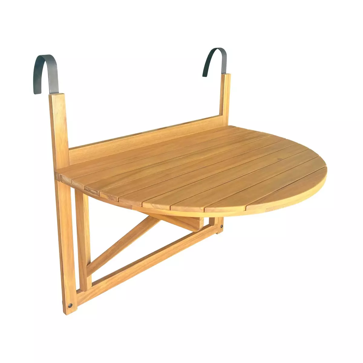 SWEEEK Table d'appoint en bois pour balcon. semi-arrondie. rabattable. hauteur ajustable