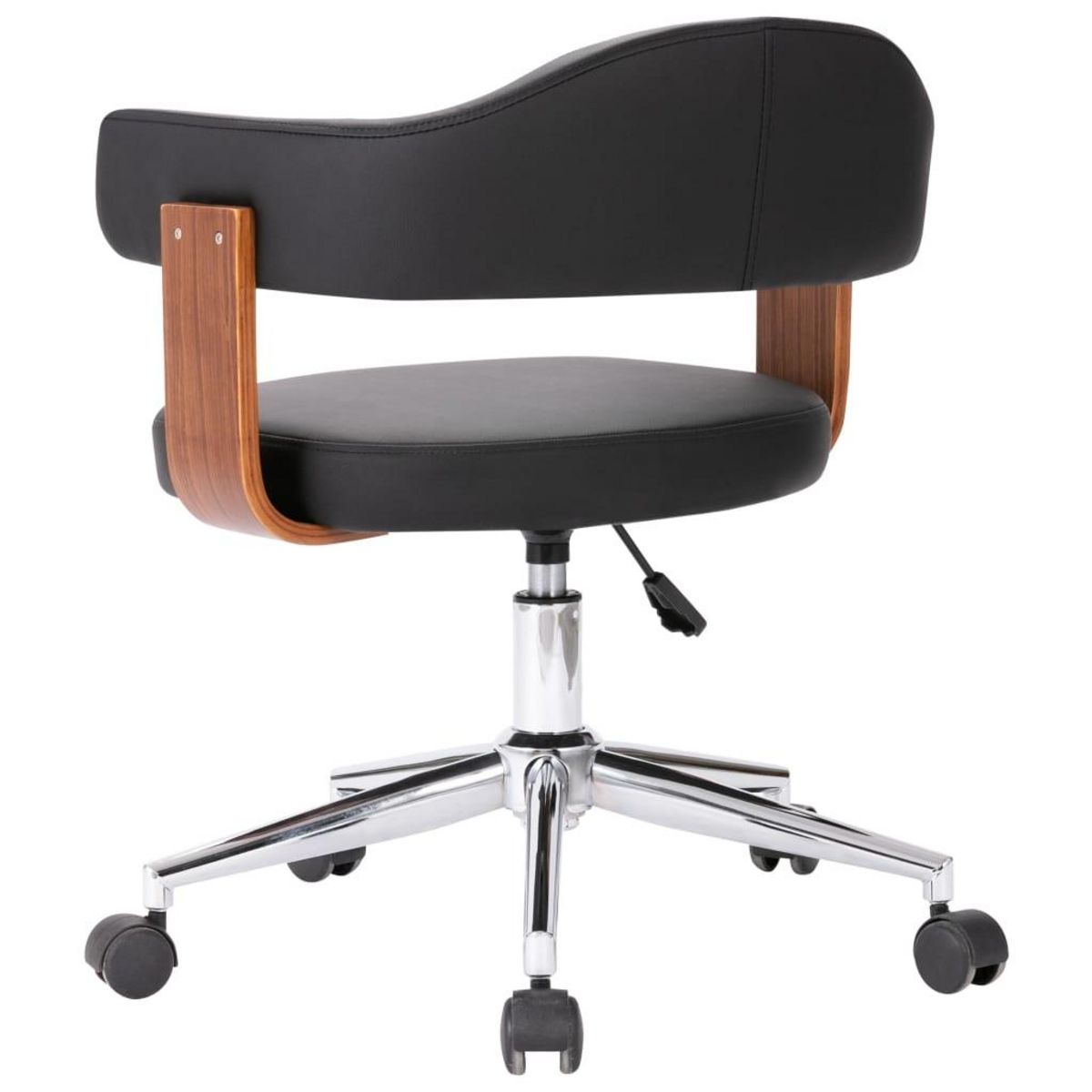 VIDAXL Chaise pivotante de bureau Noir Bois courbe et similicuir