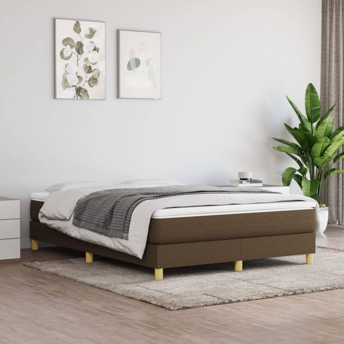 VIDAXL Cadre de lit sans matelas marron fonce 140x200 cm tissu